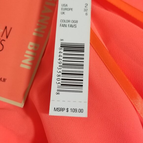 Nwt Gianni Bini Tiered Dress 2 Womens Sleeveless Unique Vibrant Dopamine - Picture 9 of 11